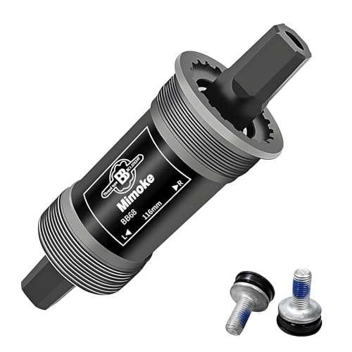 Mimoke Boîtier de pédalier de vélo 68 mm - Roulement intérieur BSA - Pièces de vélo à quatre trous pour cône carré - Manivelle broche (116 mm)