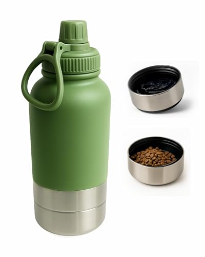 Portable Water Bottle & Feeder Bowl: Durable 2-in-1 Travel Solution with Stainless Steel, eco-Friendly Design, and Compact Portability. Perfect for Hydrating Pets on The go