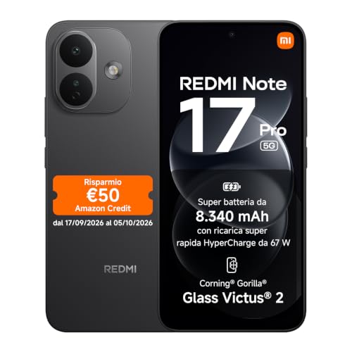 REDMI Note 17 Pro 5G, Smartphone 8+512GB, Black, Batteria da 8340 mAh