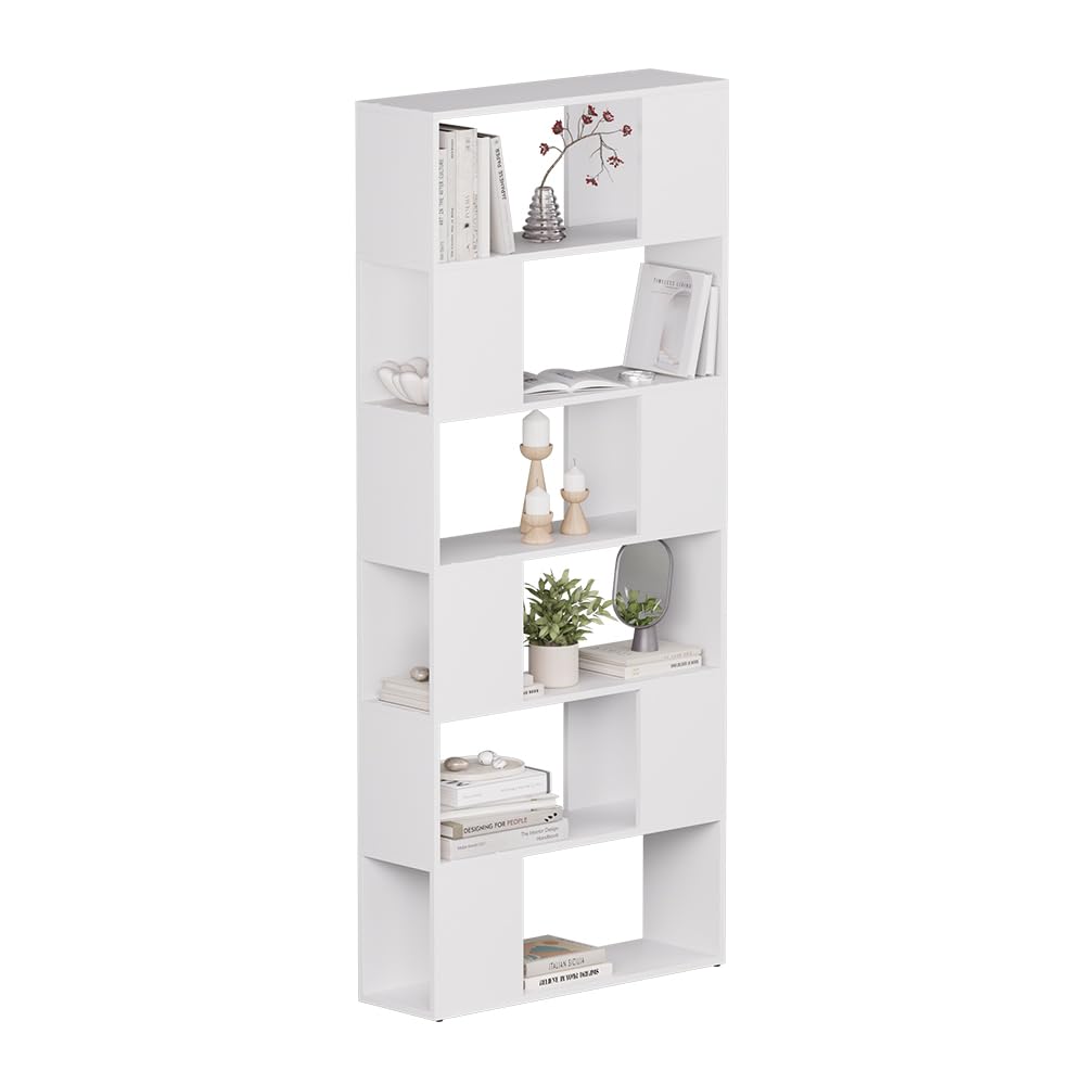 Vicco Divisorio per ambienti Eneos, Bianco, 80 x 186 cm, utilizzabile come scaffale autoportante per una suddivisione flessibile degli spazi