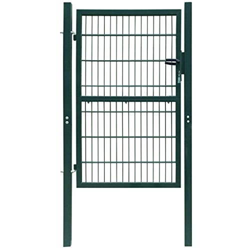 ShGaxin Cancela de Valla 2D Individual Verde 106x170 cm, Puertas Metalicas Exterior, Puerta Jardin, Valla De Jardin, Puerta De Jardín - 141749