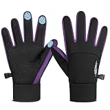 rivmount Kids Warm Winter Gloves Touchscreen Water-Resistant Cycling Running Skiing in Outdoor Cold Weather for Boy Girl Black Purple L