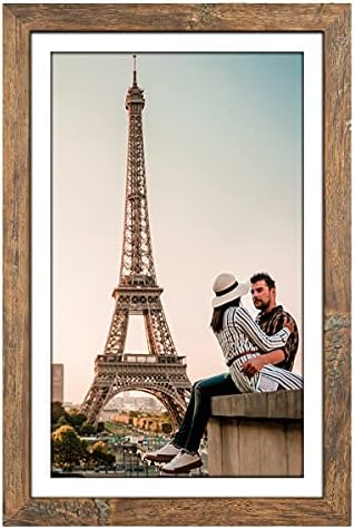 Capcillin 11x17 Picture Frame Wood Pattern Rustic Brown Poster Frame Set of 1, Wall Mounting, Plexiglass, Great for Prints, Mural, and Art(CP003-MD11x17-BR)
