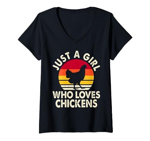 Regalo para mujer de Just a Girl Who Loves Chickens de Urban Farmer Camiseta Cuello V