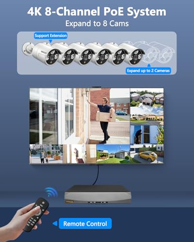 Image of OOSSXX Outdoor Wired Security Camera System PoE Outdoor Surveillance Video Cameras Systems