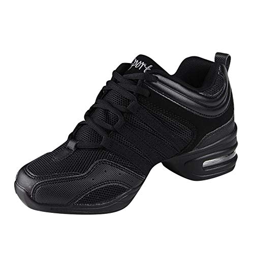 Huatime Zapatillas de Deporte para Mujer Jazz - Suave Ligero Moderno Zapatos de Baile Malla Superior Suela de Goma Ata para Arriba Low-Top Comodidad Deporte Zapatos de La Aptitud