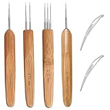 Iceyyyy 6PCS Dreadlocks Crochet Hook Tool Set - 4 Pieces Hair Extensions Crochet Weaving Needles and 2 Pieces Hair Locking Tool Dreadlocks Needle Interlocking Tools for Braid Craft
