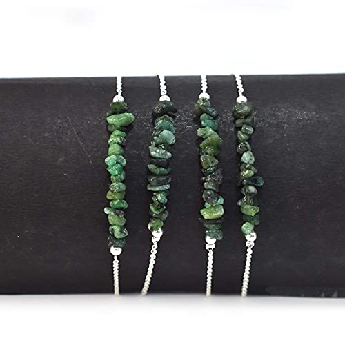 Gempires Natural Emerald Chips Bar Bracelet, Energy Healing Crystals, Birthday, Gift For Her, Gemstone Jewelry 8 Inch Aa+ Quality (Emerald) #TOP1