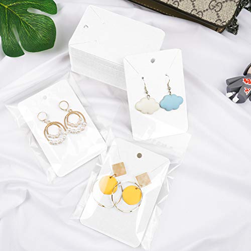 Lazydrop Earring Cards Necklace Display Cards with Bags,150 Pcs Earring Display Cards, 150 Pcs Self-Seal Bags, Kraft Paper Tags for DIY Ear Studs(White) by Lazydrop - Image 2
