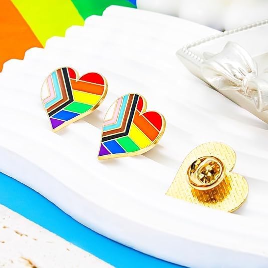 3 Pieces Pride Pins, Pride Lapel Pins, Gay Rainbow Lapel Pins, Gay Rainbow Pride Pins Kit for Costumes Backpacks Jackets Crafts DIY - 3