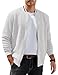 COOFANDY Men'S Fashion Varsity Jacket Lightweight Casual Full Zip Waffle Jackets White
