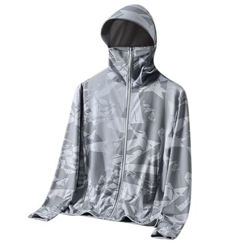 Sun Shirts for Men Long Sleeve UV Protection Zipper Hooded UPF 50+ Fishing Outdoor Hoodie Outdoor Rash Guard Swim Top