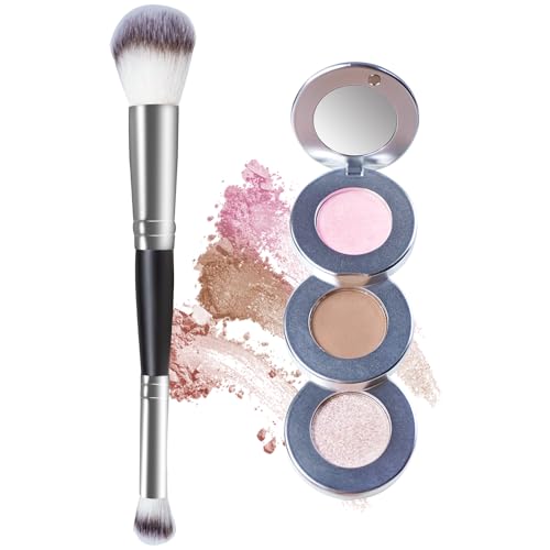 Joyeee Paleta de Contorno y Resaltador de Rubor, Contorno de Cara 3 en 1, Colorete Rosa para Mejillas, Paleta de Maquillaje en Polvo Resaltador con Brocha y Espejo Pequeño, Compacta