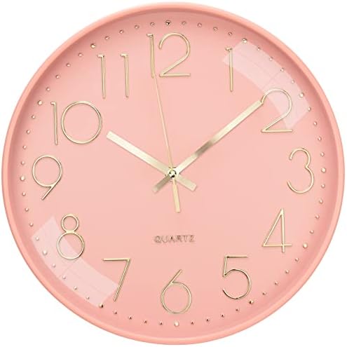 October Elf Round Wall Clock, 12 Inch Non Ticking Living Room Battery Operated Clock For Bedrooms Office Kitchen Class Room