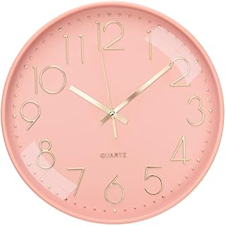 October Elf Round Wall Clock, 12 Inch Non Ticking Living Room Battery Operated Clock For Bedrooms Office Kitchen Class Room
