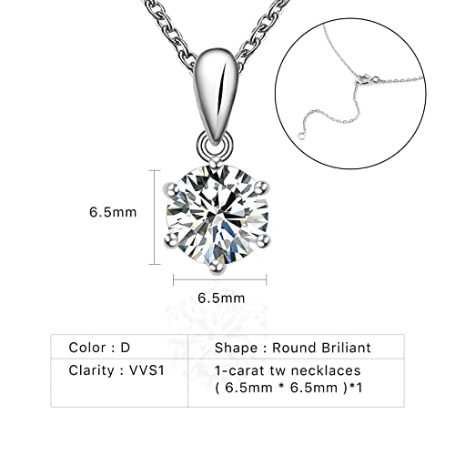 Zyi Moissanite Necklaces For Women,Lab Created Diamond Pendant Necklace,16-18 Inch Chain Adjustable,D Vvs1 Silver White Gold Moissanite Jewelry Chain Gifts For Women/Men/Mom/Girls/Boys/Wife. #TOP2