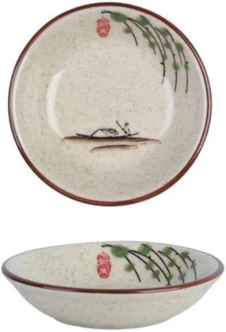 Kitchen Retro Round Side Dish Ceramic Side Dishe Bowl Seasoning Dishe Soy Dipping Sauce Dishe Dipping Bowls