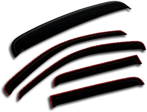 Car Rain Guard & Sunroof | in-Channel Window Visor Side Deflectors | Waterproof Sunroof Cover Rain Shields Compatible with 1999-2016 Ford F-250 SuperCrew | 5 Pcs Set, WSV-192i, Dark Smoke