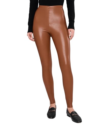Image of commando - Faux Leather Leggings | Sculpting Yet Soft & Flexible | Raw-Cut Finish | Machine Washable, Retains Shape & Color, Cognac, M