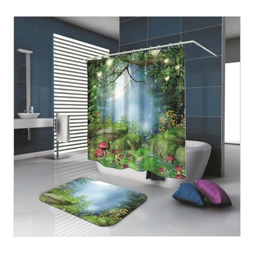 Rideau de douche anti-moisissure et imperméable en polyester vert forêt 165 x 180 cm
