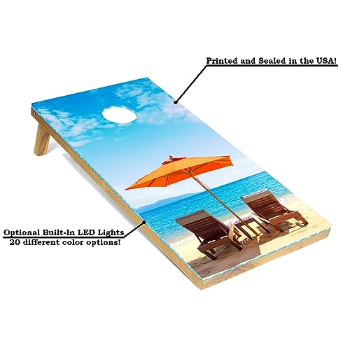 Tailgating Pros Cornhole Board Set w/Bean Bags and Carrying Case - 4'x2' Corn Hole Toss - Tournament and Lightweight Options - Optional LED Lights (Umbrella)