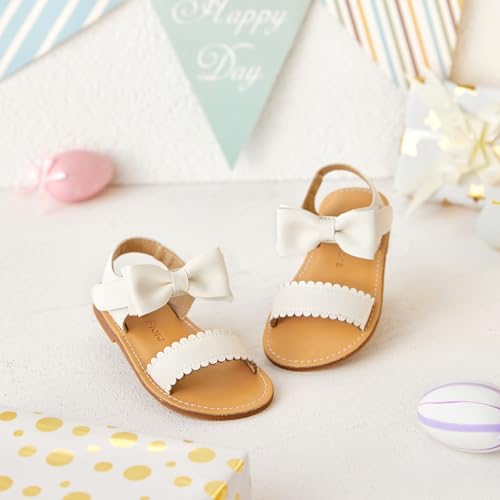 Image of Felix & Flora Toddler Girl Sandals - Little Girl Easter Dress Shoes Lightweight Open Toe Beach Holiday Flats
