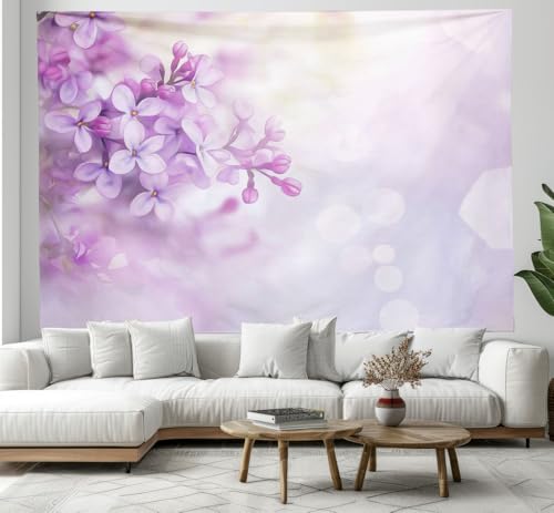 Tapisserie murale effet 3D aquarelle lilas en tissu souple nappe de salon 180×230cm