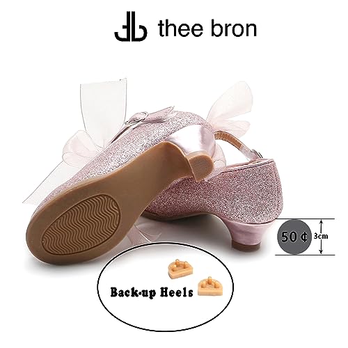 Image of THEE BRON Girls Low Heel Dress Shoes Mary Jane Party Wedding Flower Girl Pumps