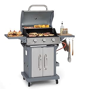 Klarstein 3-Brenner Edelstahl Gasgrill mit 10800W Leistung, Seitentischen & Thermometer – Outdoor Propan-Butan BBQ Grill für Camping, Balkon & Garten