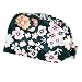 Color Dark Flower 2 Pcs Unisex Working Cap with Button Sweatband Adjustable Tie Back Bouffant Hats