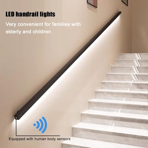 Lampe de rampe d'escalier à LED avec détecteur de mouvement – Éclairage de sécurité de 2,1 m pour escaliers intérieurs et couloirs, éclairage LED lumineux, détection de mouvement intelligente