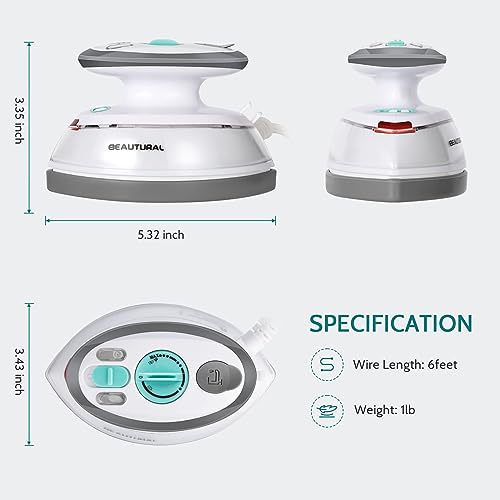 Beautural 1-MR08US04 Mini Travel Steam Iron For Clothes With Dual Voltage thumb #6