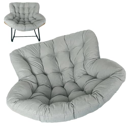 Cojín para mecedora de exterior (solo cojín de asiento), acolchado de repuesto para sillas de mimbre y huevo, cojín gigante suave para adultos, color gris claro, 115 x 100 cm, perfecto para comodidad