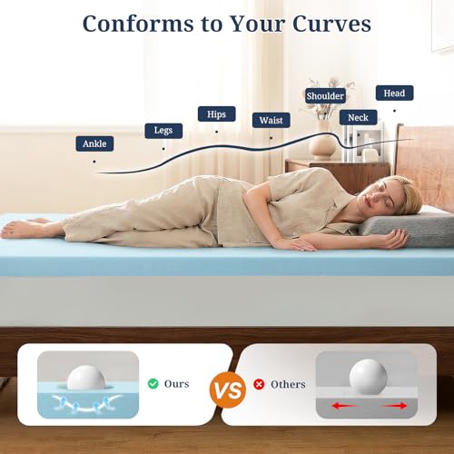 Gel Memory Foam Mattress Topper Twin XL Size, 4 Inch, Pressure Relief, Blue by IULULU - Used condition - Image 4