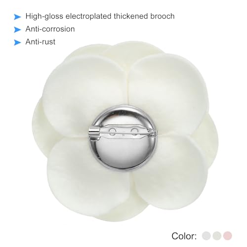 Image of PATIKIL Camellia Fabric Pin, Flower Brooch Artificial Flowers Brooches for Women Girls Cloth Wedding Party Decor Accessories Jewelry Gift