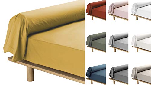 Taie De Traversin 10 Coloris Différents - 85x185 cm Percale 78 Fils (Jaune Miel)