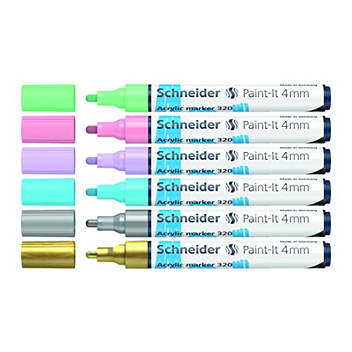 Marqueurs acryliques Schneider Paint-It 120296 lot de 6 feutres peinture pastel 4 mm