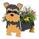 SDFRT Small Yorkshire Terrier Dog Planter Plant Pots,Animal Shaped Planter Pot, Premium Garden Succulent Plant Pots Cute Dog Design, Storage Container Planters for Xmas Outdoor 9.8 x 6.3 inch