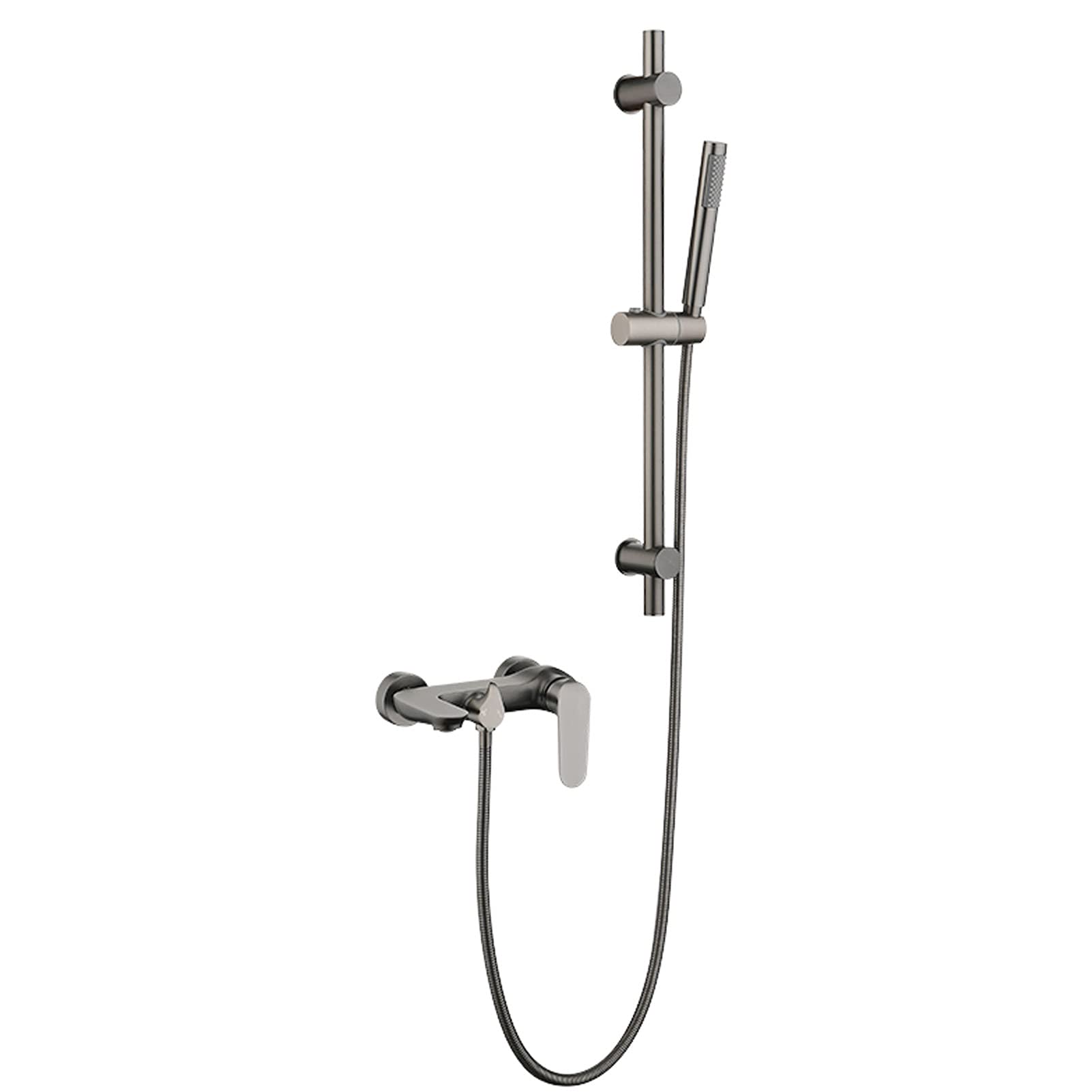 SBCGFY Wall Mounted Bathtub Faucet With Handheld Shower, Sliding Bar Bath Mixer Tap, Single Handle Brass Shower Set, Modern Grey Finish, Luxury Bathroom Fixture,