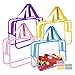 JieJieko 4 Pcs Toy Storage Bags, Clear PVC Toy Organizer with Zipper, Waterproof Travel Bags with Labels for Building Blocks, Puzzle, Kids Books (multicolor2)