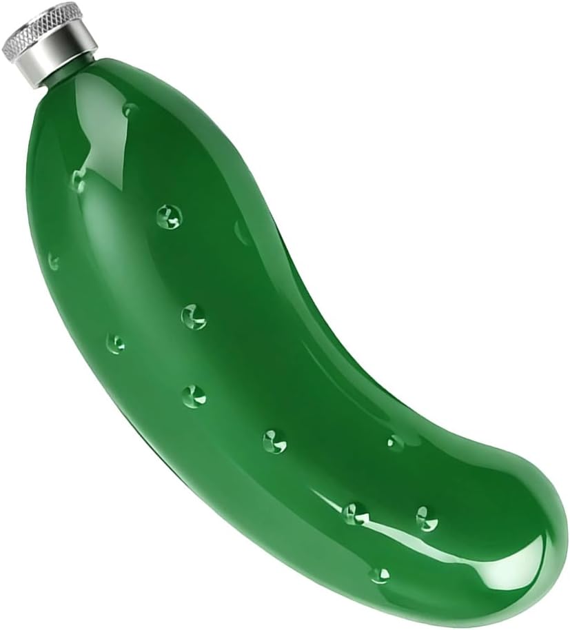 DONGKER Cucumber Flask,5oz Stainless Steel Cucumber Shaped Hip Flask Leak Proof for Traveling Fishing Hunting Hiking Camping