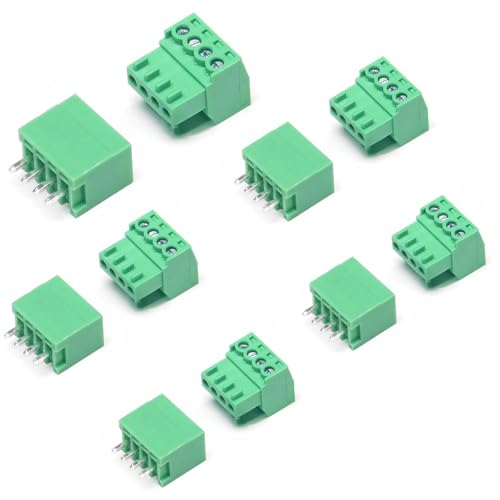 5 Set 4 Pin 2.54 mm Pitch PCB Screw Terminal Block Connector with Straight Pins for 28-16AWG, Pluggable Quick Connector-Phoenix Type Connector