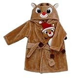 2 Piece Plush Robe and Toy Set for Baby witih Embroidered Hood, Plush Rudolph 8 inch Toy included,...