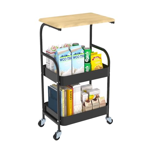 WISH SUN ���S�� �L���X�^�[�t�� 3�i ������� �L�b�`�����S�� �V�t�� ���[���b�N �������Ԏ��[ �ړ��֗� �g���ȒP ��43×���s30×����76cm(�u���b�N/�E�b�h�J���[)