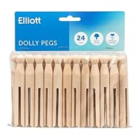 Elliott Traditional Beechwood Dolly Pegs, Pack of 24 Clothes Pegs, Perfect for Indoor and Outdoor Use and will Hold Clothing Without Leaving Marks, Ideal for Crafting, Beige
