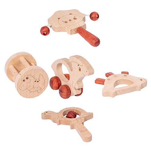 NAMOARLY 5 Piezas sonajero de mano de juguete sonajero de madera para sonajeros de niña sonajero infantil juguetes para calmar al bebé sonajero de mano de bebé sonajeros recién nacidos
