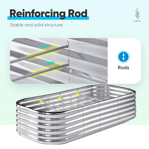 image for Quictent Raised Garden Bed Kit Oval Galvanized Metal Planter Box Tall 