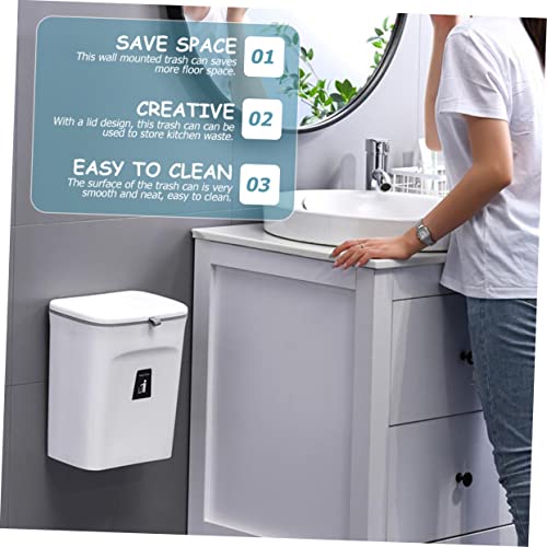 Caneca de basura rectangular blanca de plástico pared miniatura 7