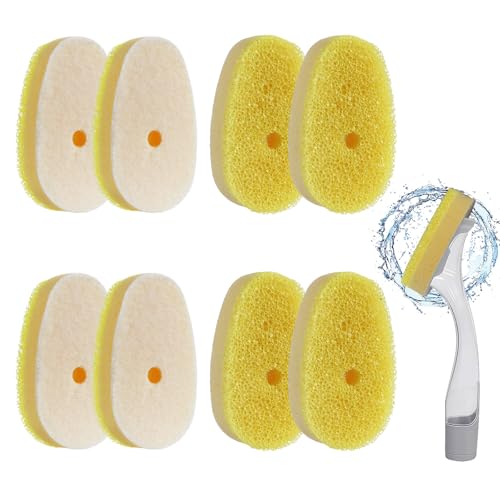 Image of 8 Pcs Dish Wand Sponge Refills – Compatible with Scrub Daddy Dish Wand, Non-Scratch Replacement Heads for Kitchen Cleaning, Yellow (Sponge Heads Only)
