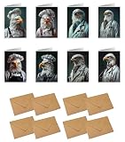 Tarjetas de felicitación en blanco para todas las ocasiones, juego de 8 tarjetas y 8 sobres, tamaño 105 x 148,5 mm (105 x 148,5 mm) (águila pájaro doctor águila pájaro cocinero)